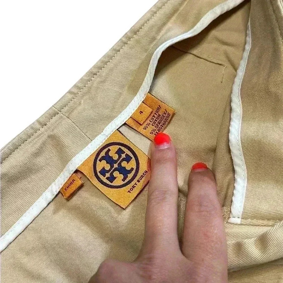 Tory Burch Khaki Exposed Zipper Capri Pants Size 4 - Picture 3 of 5
